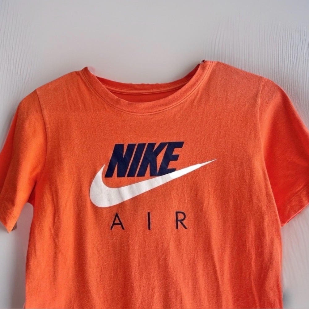 Nike Tee Youth Size L Boys Crew Short Sleeve Orange Swoosh Cotton logo T Shirt